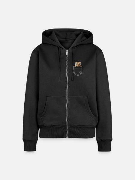 Tiger - Frauen Premium Bio Zip Hoodie - Schwarz