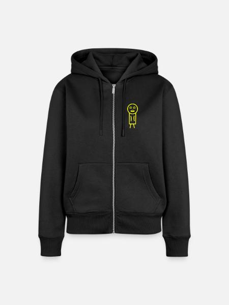 Überraschte Figur - Frauen Premium Bio Zip Hoodie - Schwarz