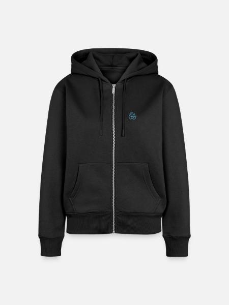Flamme Blau - Frauen Premium Bio Zip Hoodie - Schwarz
