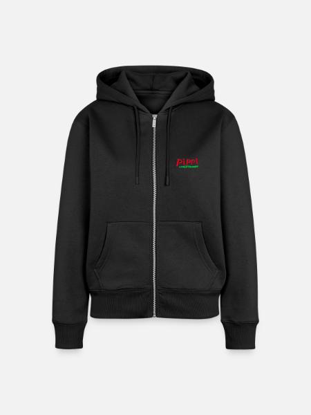 Pippi Langstrumpf Logo Stick - Frauen Premium Bio Zip Hoodie - Schwarz