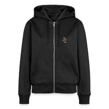 Frida Kahlo Band Als Stick-Design - Frauen Premium Bio Zip Hoodie - Schwarz - Vorne - Julia (174cm)