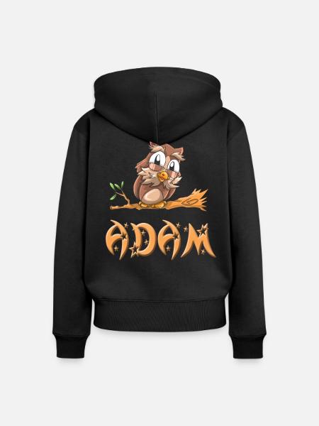 Eule Adam - Frauen Premium Bio Zip Hoodie - Schwarz