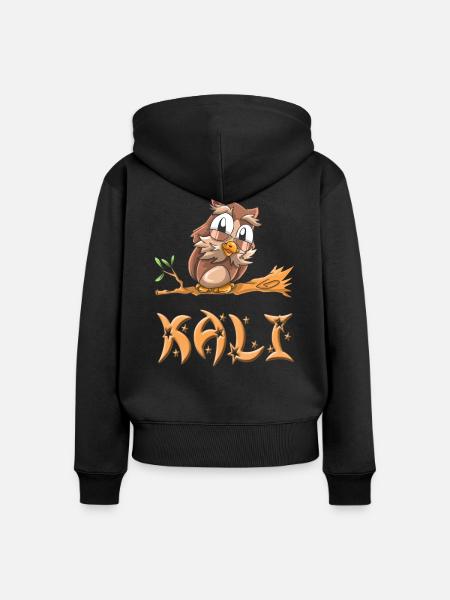 Eule Kali - Frauen Premium Bio Zip Hoodie - Schwarz