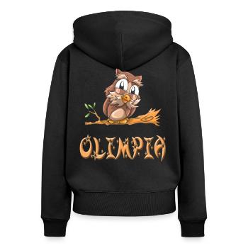Owl Olimpia - Sweat à capuche zippé Premium bio Femme - noir - Dos - Julia (174cm)