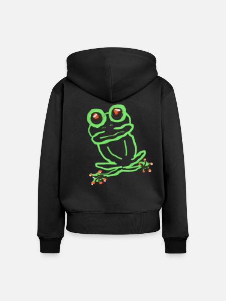 Frosch - Frauen Premium Bio Zip Hoodie - Schwarz