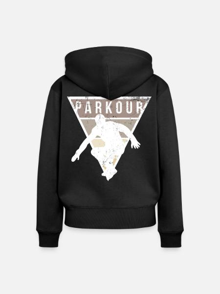 Schwindelfreier Parkour Dachläufer - Frauen Premium Bio Zip Hoodie - Schwarz