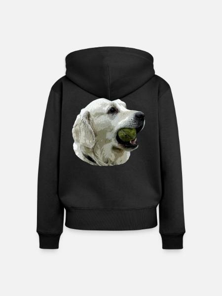 Labrador mit Ball - Frauen Premium Bio Zip Hoodie - Schwarz