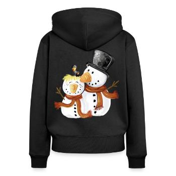 Süße Schneemänner I Weihnachten Winter Geschenk - Frauen Premium Bio Zip Hoodie - Schwarz - Hinten - Julia (174cm)
