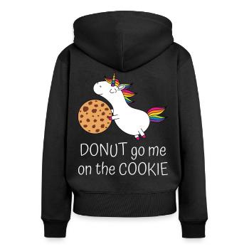 Donut go me on the cookie - Einhorn Keks - Frauen Premium Bio Zip Hoodie - Schwarz - Hinten - Julia (174cm)