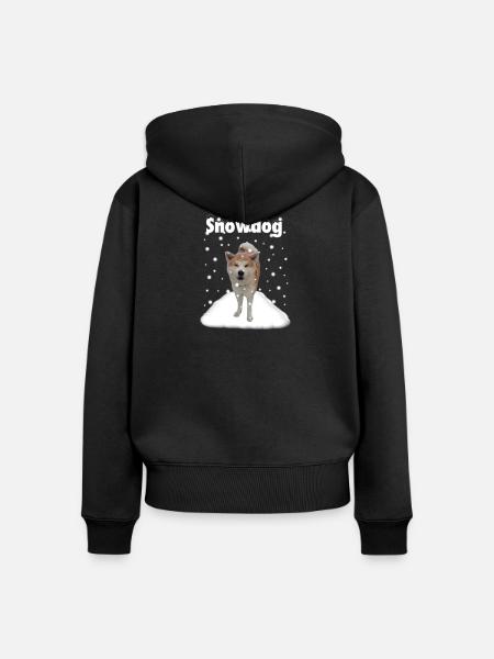 Schneehund-Akitahund Design - Frauen Premium Bio Zip Hoodie - Schwarz