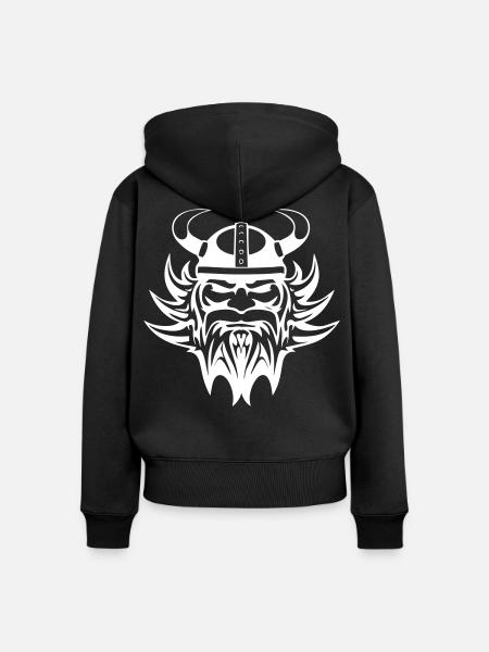 Wikingerkopf - Wikinger - Frauen Premium Bio Zip Hoodie - Schwarz