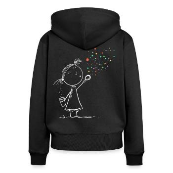 Süßes Seifenblasen Mädchen I Comic Strichmännchen - Frauen Premium Bio Zip Hoodie - Schwarz - Hinten - Julia (174cm)