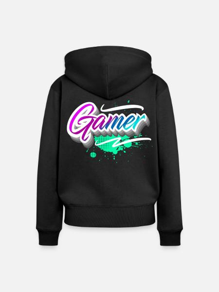 Gamer - Frauen Premium Bio Zip Hoodie - Schwarz