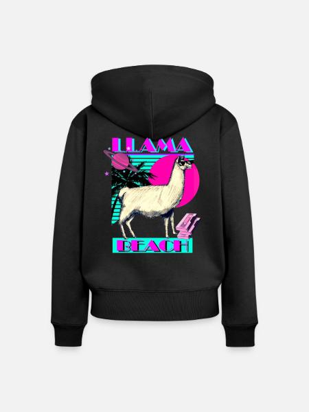Llama Beach - Frauen Premium Bio Zip Hoodie - Schwarz