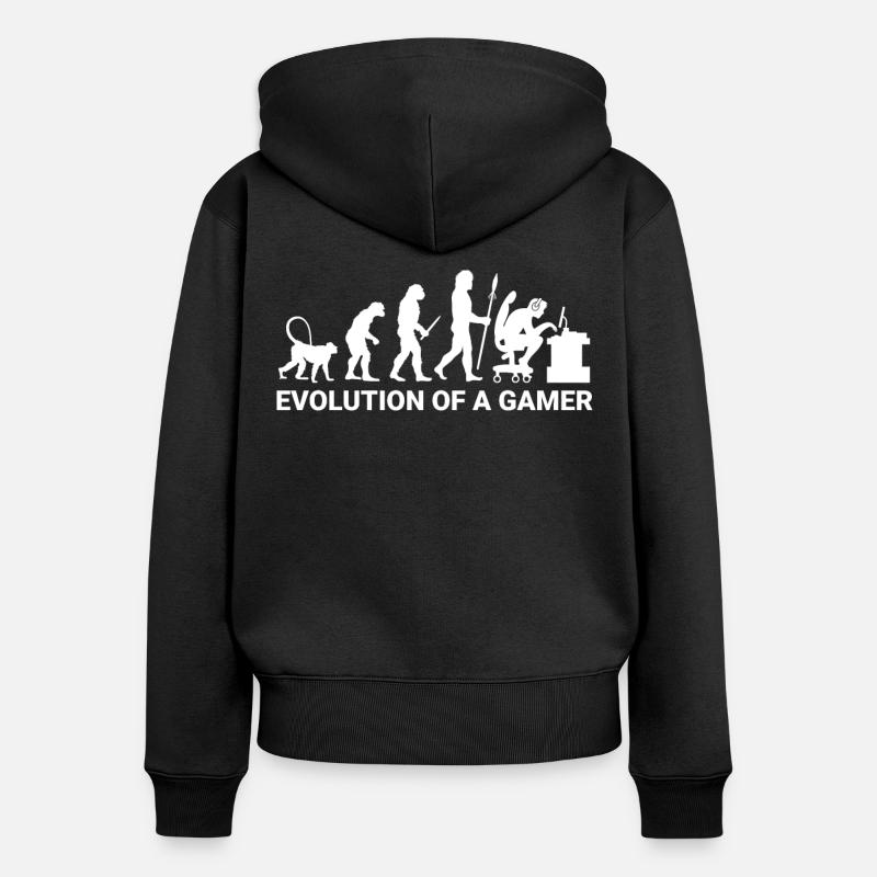 Évolution gamer - Sweat à capuche zippé Premium bio Femme - noir