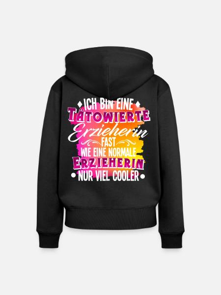 Erzieherin Tätowierung - Frauen Premium Bio Zip Hoodie - Schwarz