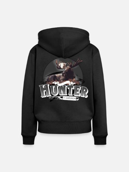 Hunter Jäger Jagen - Frauen Premium Bio Zip Hoodie - Schwarz