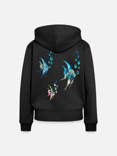 Fische - Frauen Premium Bio Zip Hoodie - Schwarz