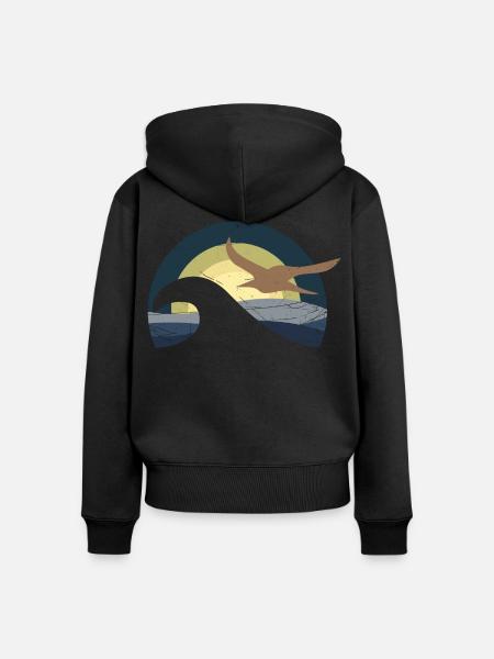 Möwe am Meer - Frauen Premium Bio Zip Hoodie - Schwarz
