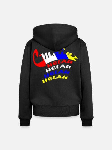 Helau Karnevalsdesign - Frauen Premium Bio Zip Hoodie - Schwarz