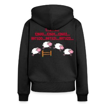 Compter les moutons - Sweat à capuche zippé Premium bio Femme - noir - Dos - Julia (174cm)