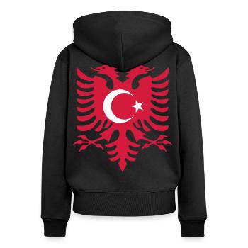 Albanien Türkei Flagge - Frauen Premium Bio Zip Hoodie - Schwarz - Hinten - Julia (174cm)