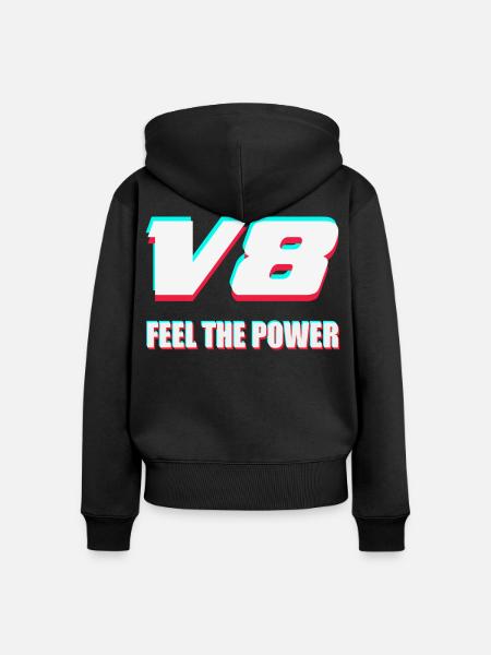 V8 - Frauen Premium Bio Zip Hoodie - Schwarz