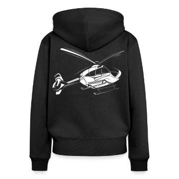 hubschrauber helicopter heli team symbol pilot - Frauen Premium Bio Zip Hoodie - Schwarz - Hinten - Julia (174cm)