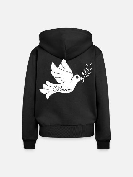 Weißer Vogel des Friedens - Frauen Premium Bio Zip Hoodie - Schwarz