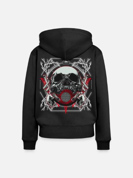 Schädel Kunstwerk mit Blitz - Frauen Premium Bio Zip Hoodie - Schwarz