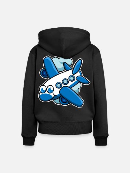 Flugzeug - Frauen Premium Bio Zip Hoodie - Schwarz