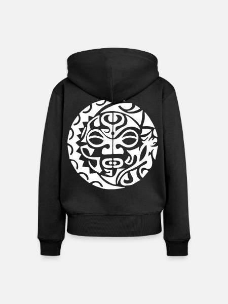 Polynesische Todeskopf weiß - Frauen Premium Bio Zip Hoodie - Schwarz