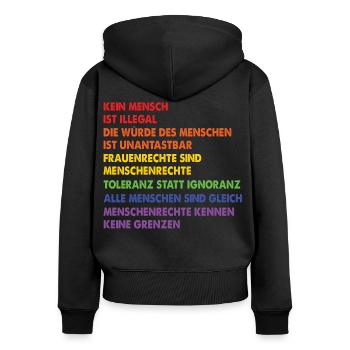 Menschrechte Gleichheit Gleichberechtigung - Frauen Premium Bio Zip Hoodie - Schwarz - Hinten - Julia (174cm)