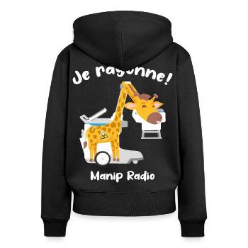 Je rayonne Manip radio Girafe Radiologie médicale - Sweat à capuche zippé Premium bio Femme - noir - Dos - Julia (174cm)