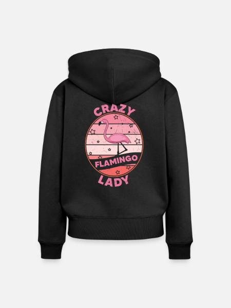 Crazy Flamingo Lady Flamingo Design - Frauen Premium Bio Zip Hoodie - Schwarz