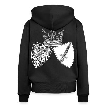 Essen - Stadt - Adler - Schild und Krone - Wappen - Frauen Premium Bio Zip Hoodie - Schwarz - Hinten - Julia (174cm)