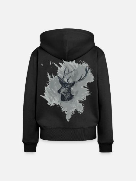 Hirschkopf - Prachtexemplar - Frauen Premium Bio Zip Hoodie - Schwarz