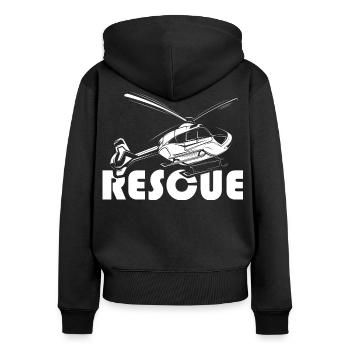rescue bergrettung helikopter heli flying symbol - Frauen Premium Bio Zip Hoodie - Schwarz - Hinten - Julia (174cm)