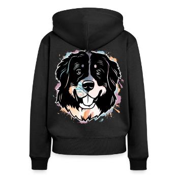 Berner Sennenhund - Frauen Premium Bio Zip Hoodie - Schwarz - Hinten - Julia (174cm)