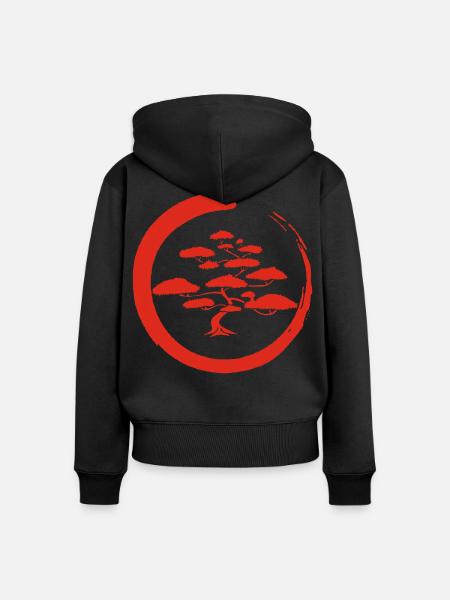 Roter japanischer Baum - Frauen Premium Bio Zip Hoodie - Schwarz
