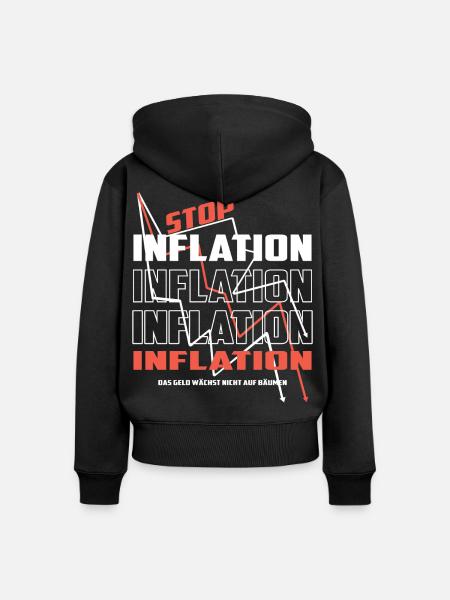 Stop Inflation - Frauen Premium Bio Zip Hoodie - Schwarz