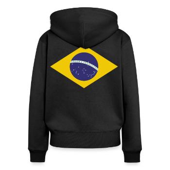 Brasilia Flag - Frauen Premium Bio Zip Hoodie - Schwarz - Hinten - Julia (174cm)