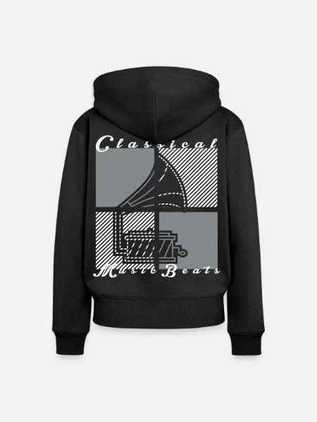 Grammophon - Frauen Premium Bio Zip Hoodie - Schwarz