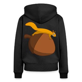 L'écureuil contre le gland - Sweat à capuche zippé Premium bio Femme - noir - Dos - Julia (174cm)