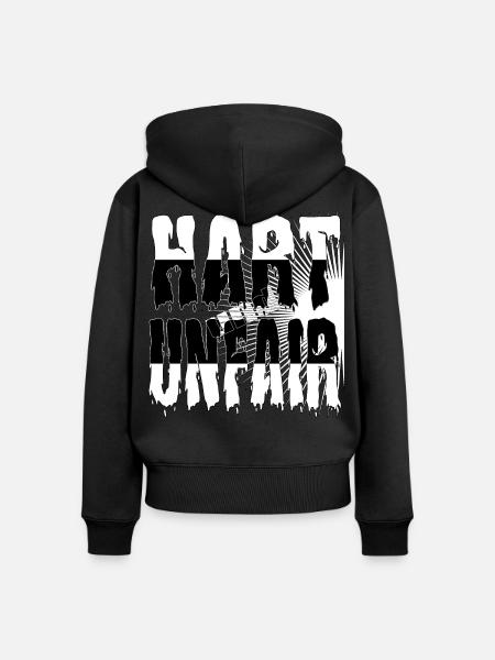 HART und UNFAIR - Frauen Premium Bio Zip Hoodie - Schwarz