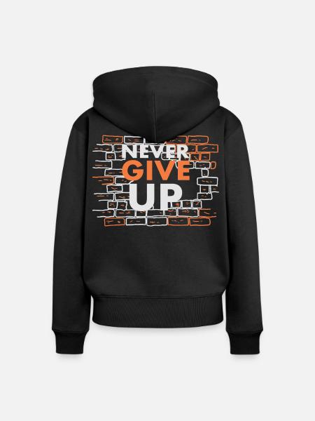 Gib niemals auf - Frauen Premium Bio Zip Hoodie - Schwarz