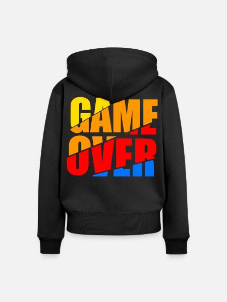 game over - Frauen Premium Bio Zip Hoodie - Schwarz