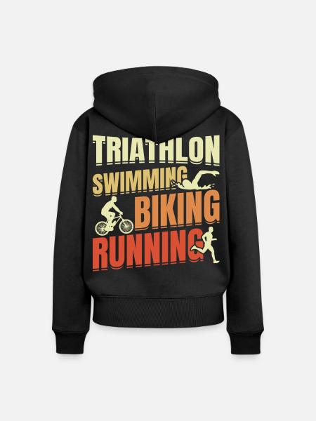 Triathlon Wiederholen - Frauen Premium Bio Zip Hoodie - Schwarz
