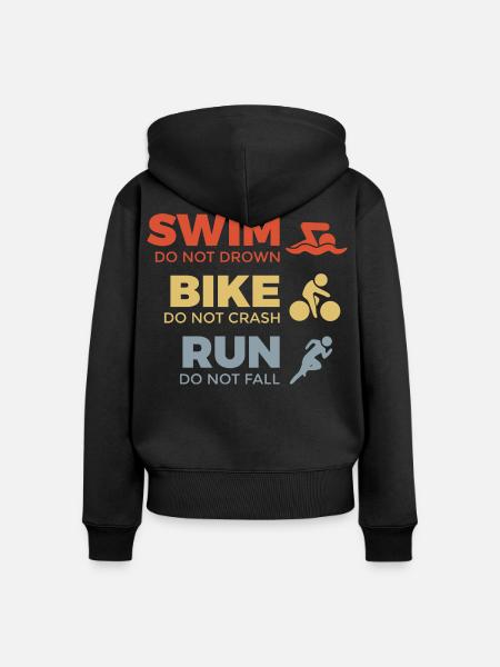Motivierender Triathlet Spruch - Frauen Premium Bio Zip Hoodie - Schwarz