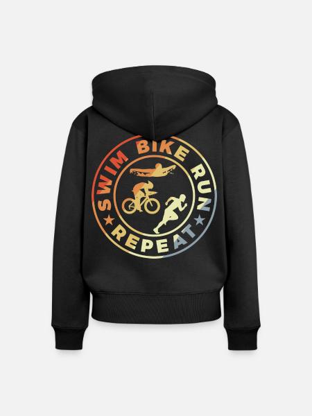 Triathlet Witziges Zitat - Frauen Premium Bio Zip Hoodie - Schwarz